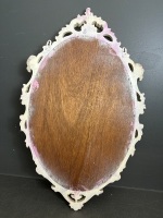 Wooden Ornate Oval Hanging Mirror - 3