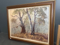 Original Peter Lawson Gum Trees Oil on Board signed lower centre - 3