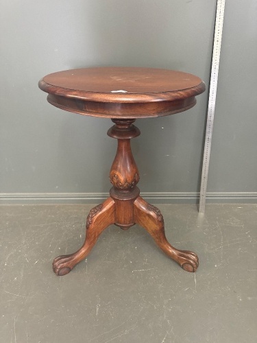 Antique Claw Footed Carved Occasional Table