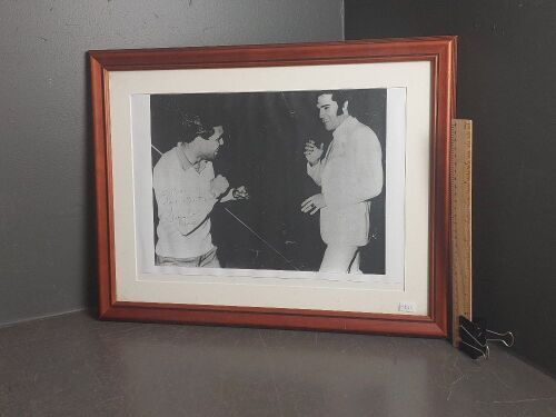 Signed Lionel Rose with ELVIS print photo