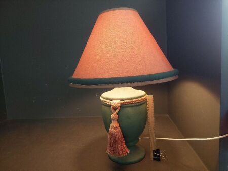 1980s Ceramic Green & Pink Table Lamp