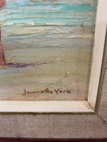 Vintage Framed Small Oil on Board Beach Scene Signed Jeanette York - 2