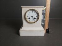 French Alabaster Mantle Clock with Key