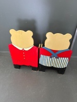 Solid Timber Hand Painted Kids Teddy Bear Chairs - 4