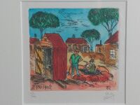 Pro Hart Dunny Diggers Coloured Etching - Provenance David Hart Gallery Mooloolaba 27/100 1982 - 2