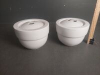 2 White Cermic Storage / Smoker Container