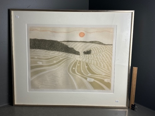 John Brunsdon End of Harvest Coloured Etching 126/150 app 850 x 700