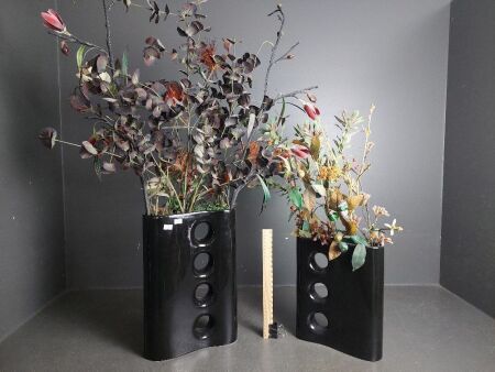 Pair Maxwell Williams Retro Black Ceramic Vases