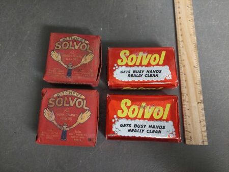 4 Vintage Packaged SOLVOL Soap Bars