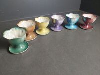 6 Lustreware Footed Desert Bowls - 3