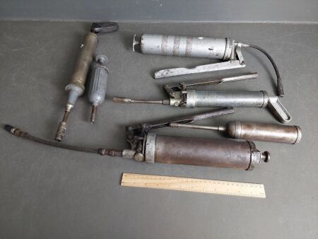 6 Vintage Grease Guns in working order