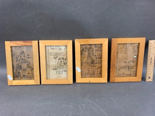 Becky's Buildings - 4 Framed Drawings by Becky