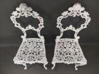 Pair of Cast Alloy French Lace Work Chairs  - 2