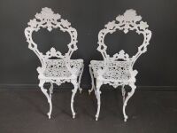 Pair of Cast Alloy French Lace Work Chairs  - 3