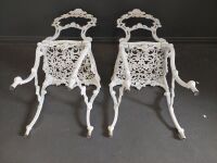 Pair of Cast Alloy French Lace Work Chairs  - 4