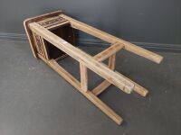 Wooden Stool/Stand with Carved Panels - made from Recycled Timber - 4