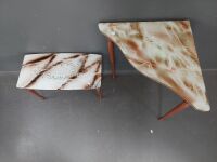 Art Deco Tables with faux marble and glass - 2