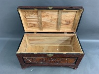 Carved Camphorwood Chest with Brass Fittings - 3