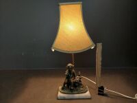 Bronze Cupid Table Lamp with Marble Base