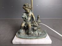 Bronze Cupid Table Lamp with Marble Base - 2