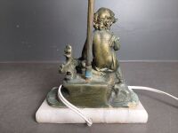 Bronze Cupid Table Lamp with Marble Base - 3