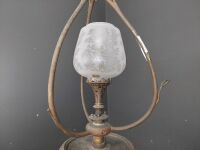 Copper Hanging/Standing Gas Lamp with Etched Shade - 2