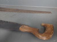 Pair Small Cross Cut Saws with Wooden Handles - 3