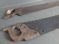 Pair Small Cross Cut Saws with Wooden Handles - 4