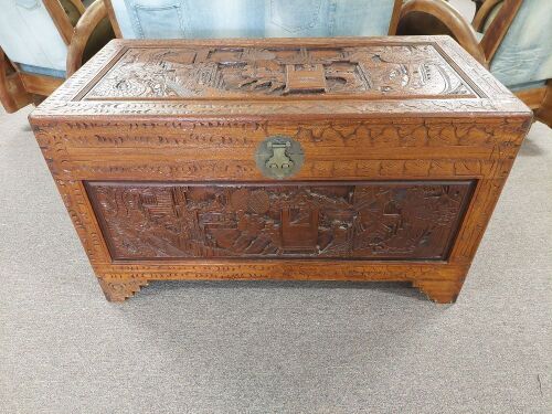 Extra Large Hand Carved Camphor Chest