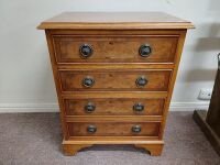 Beautiful Wooden 4 Draw Bedside Table with Brass Handles