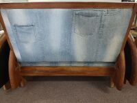 Mid Century Art Deco Denim 2 Seater Lounge with Matching Seats - 2