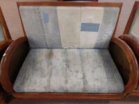 Mid Century Art Deco Denim 2 Seater Lounge with Matching Seats - 3