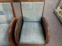 Mid Century Art Deco Denim 2 Seater Lounge with Matching Seats - 5