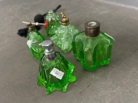 Green Depression Glass Perfume Bottles - 1 Uranium Glass - 3