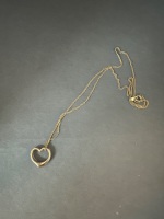 9ct Gold Heart Pendant - Stamped 375 on SN Gold Chain