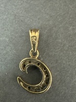 Gold Initial 'C' Pendant with Clear Stones - Stamped 9ct - 3