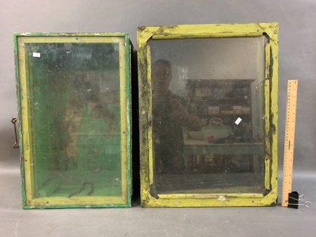 2 Vintage Lift Lid Glazed Specimen Boxes