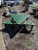 Childrens Wooden Triangle Outdoor Table & 3 Chairs - 2