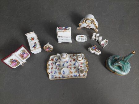 Miniature Collection of Vintage Limoges Porcelain Collectables - Made in France - Also Includes 22k Gold Eiffel Tower Trinket Box