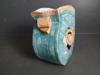 Hand Made Glazed Ceramic Crackled Abstract Vase - 4