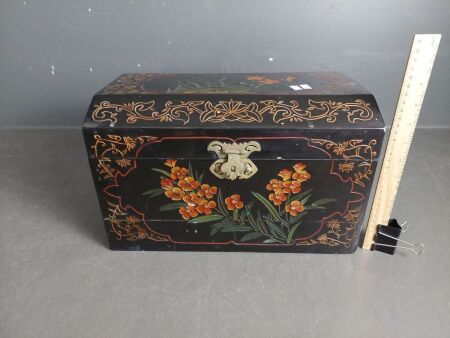 Wooden Carved Asian Style Trinket Box  