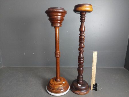 2 Vintage Wooden Free Standing Ashtrays