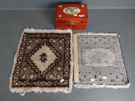 Vintage Boxed Mahjong Set with 2 Prayer Rugs