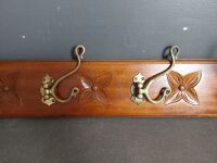 Carve Flower Coat Rack with Brass Handles - 3