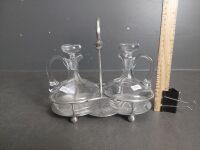 Thomas Otley and Sons - Oil Cruiet Glass Set - Made in England 