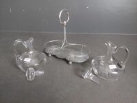 Thomas Otley and Sons - Oil Cruiet Glass Set - Made in England  - 2