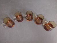 Set of 5 - Amber Polished Crystal Mugs - Made in Poland - 2