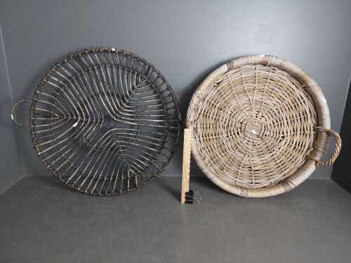 2 Large Cane Woven Baskets