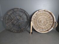 2 Large Cane Woven Baskets