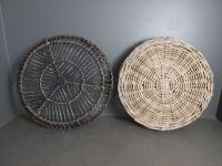 2 Large Cane Woven Baskets - 2